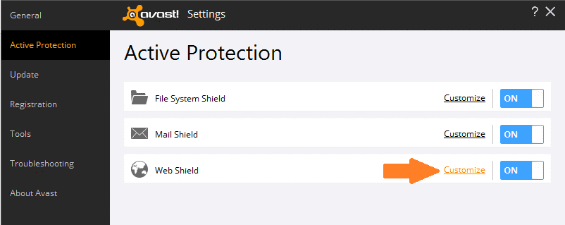 what is avast webshield