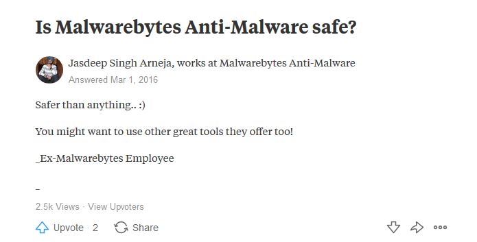 malwarebytes is safe